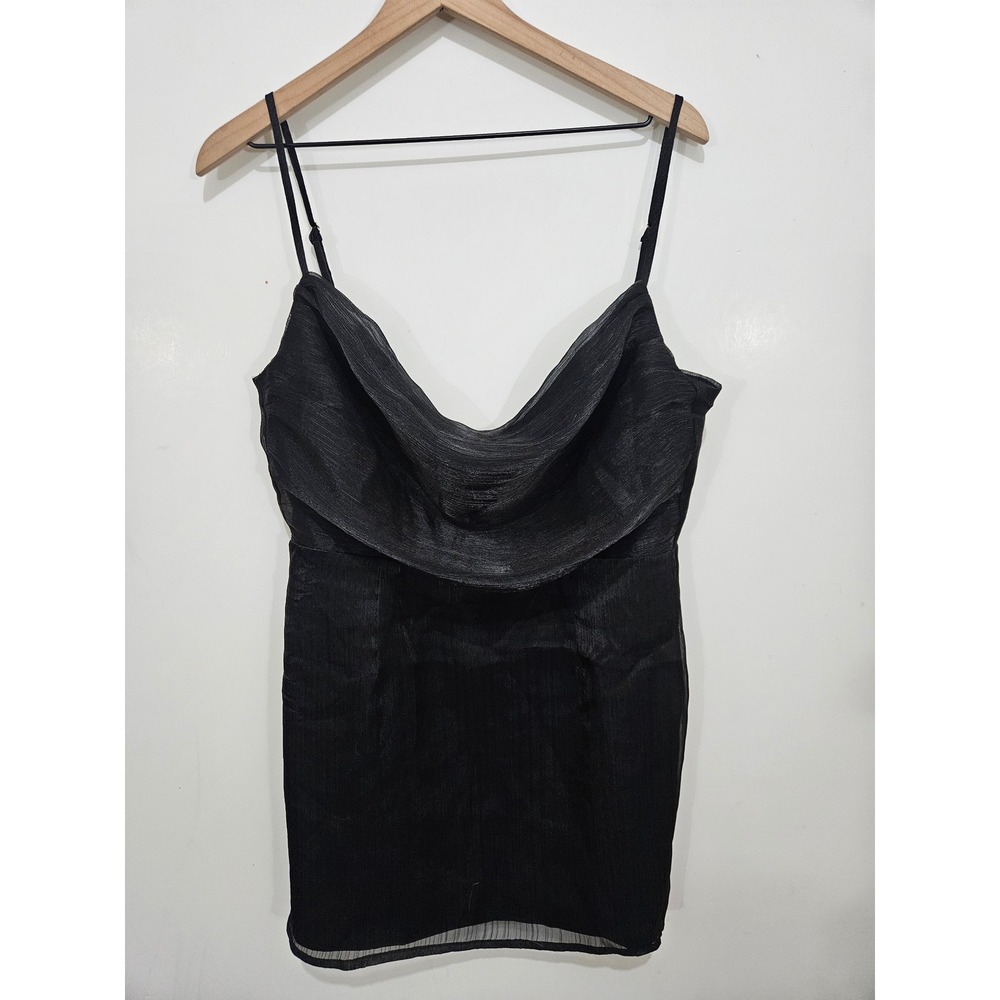 Superdown Black Cowl Neck Shimmer Mini Dress XL Adjustable Straps Night Out